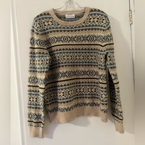 Old Navy Patterned Beige and Blue Sweater